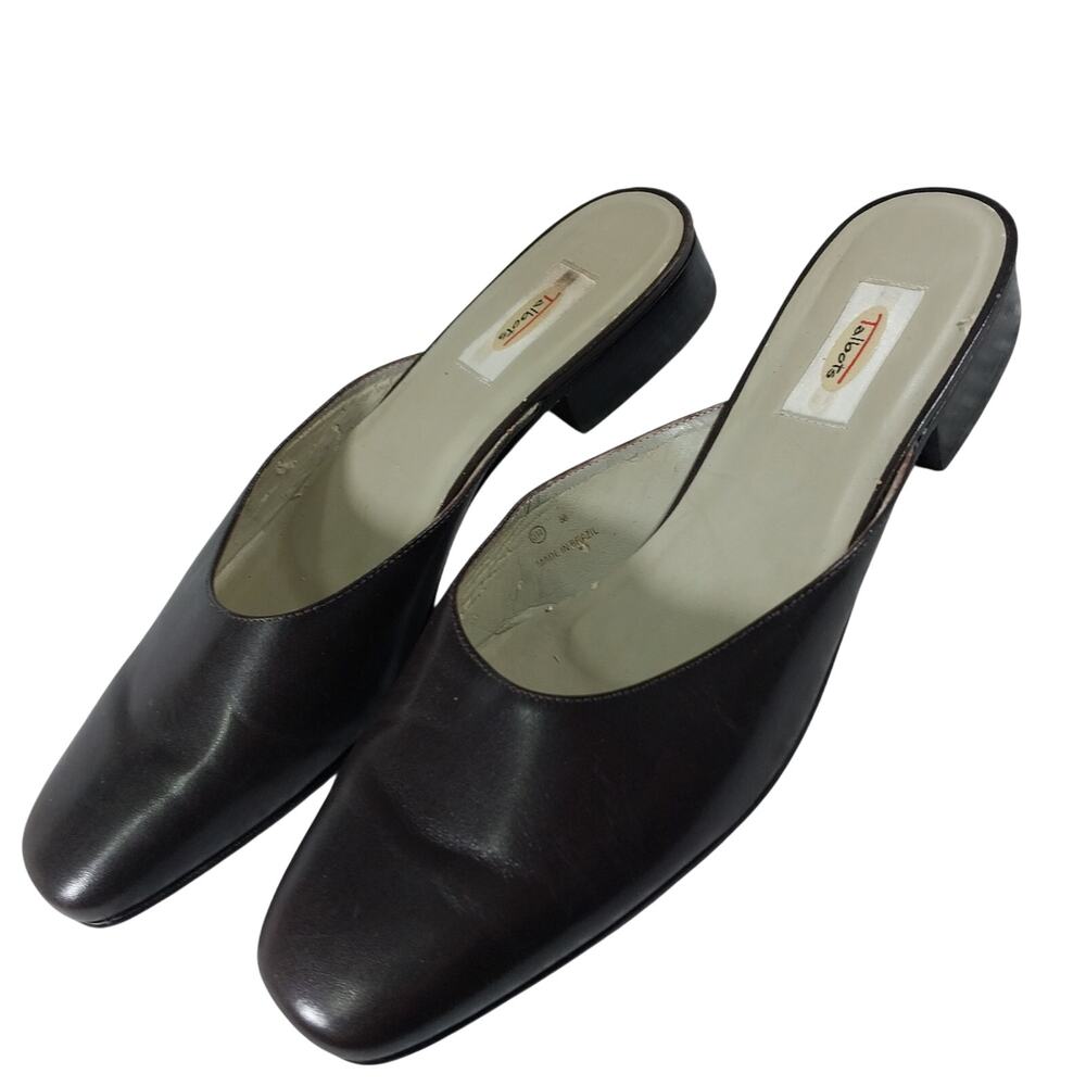 Talbots Brown Leather Mules